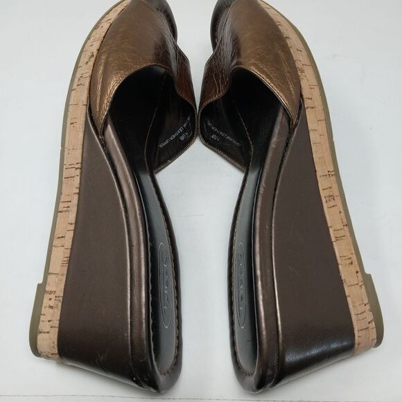 TALBOTS WEDGE SANDAL. CORK AND BRONZE. SIZE 10 B. - Picture 13 of 14